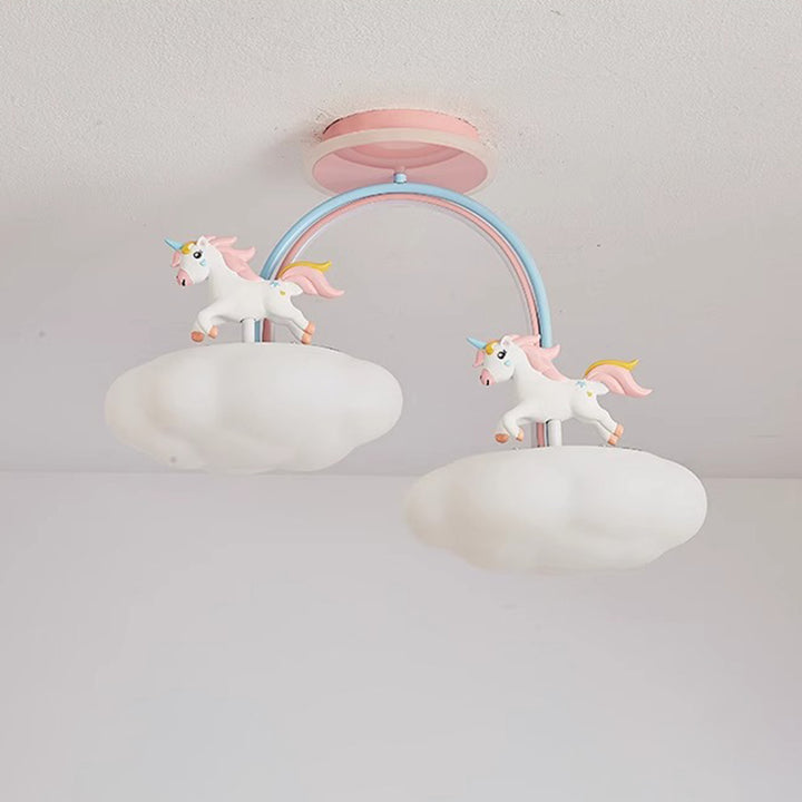 Zeitgenössische Kreative Kinder Pony Eisenharz Acryl LED Halbeinbau-Deckenleuchte Für Schlafzimmer 