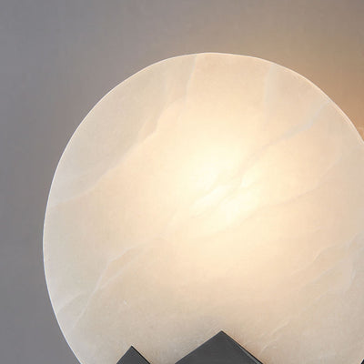 Contemporary Nordic Round Copper Marble 1-Light Wall Sconce Lamp For Bedroom