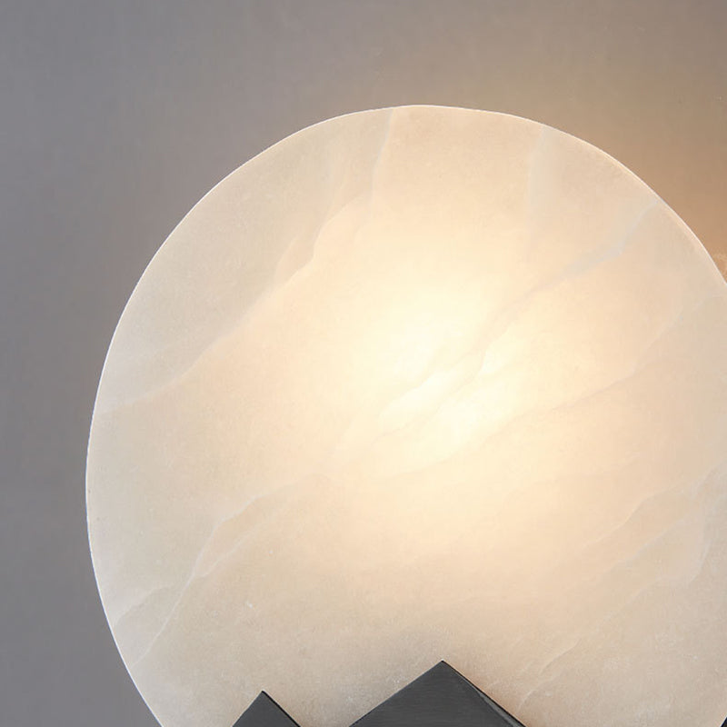 Contemporary Nordic Round Copper Marble 1-Light Wall Sconce Lamp For Bedroom