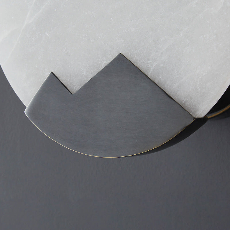 Applique murale contemporaine nordique ronde en cuivre marbre 1-lumière pour chambre 