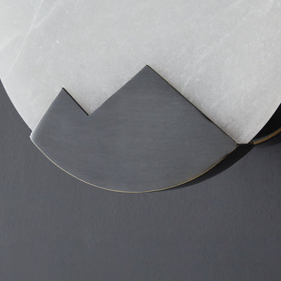 Contemporary Nordic Round Copper Marble 1-Light Wall Sconce Lamp For Bedroom
