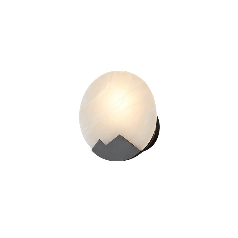 Contemporary Nordic Round Copper Marble 1-Light Wall Sconce Lamp For Bedroom