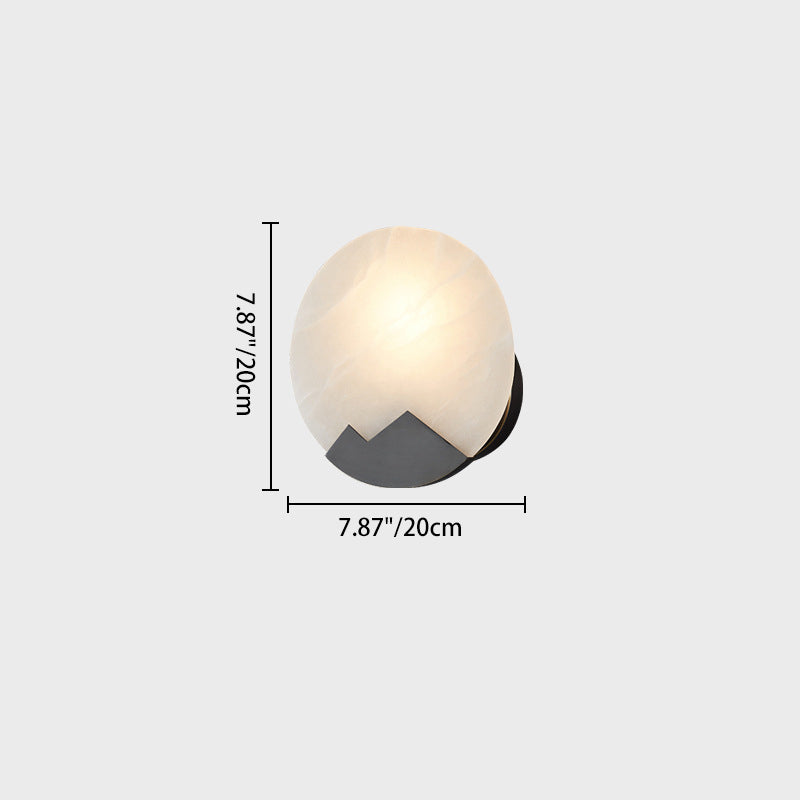 Contemporary Nordic Round Copper Marble 1-Light Wall Sconce Lamp For Bedroom