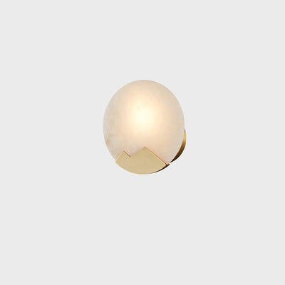 Contemporary Nordic Round Copper Marble 1-Light Wall Sconce Lamp For Bedroom
