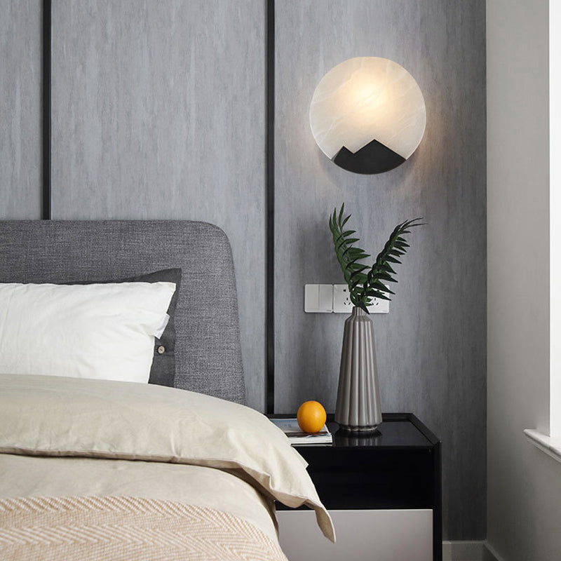 Applique murale contemporaine nordique ronde en cuivre marbre 1-lumière pour chambre 
