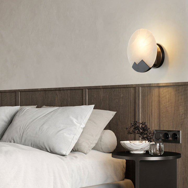 Applique murale contemporaine nordique ronde en cuivre marbre 1-lumière pour chambre 