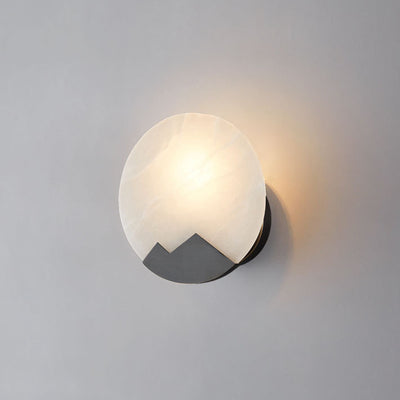 Contemporary Nordic Round Copper Marble 1-Light Wall Sconce Lamp For Bedroom