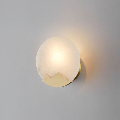 Contemporary Nordic Round Copper Marble 1-Light Wall Sconce Lamp For Bedroom