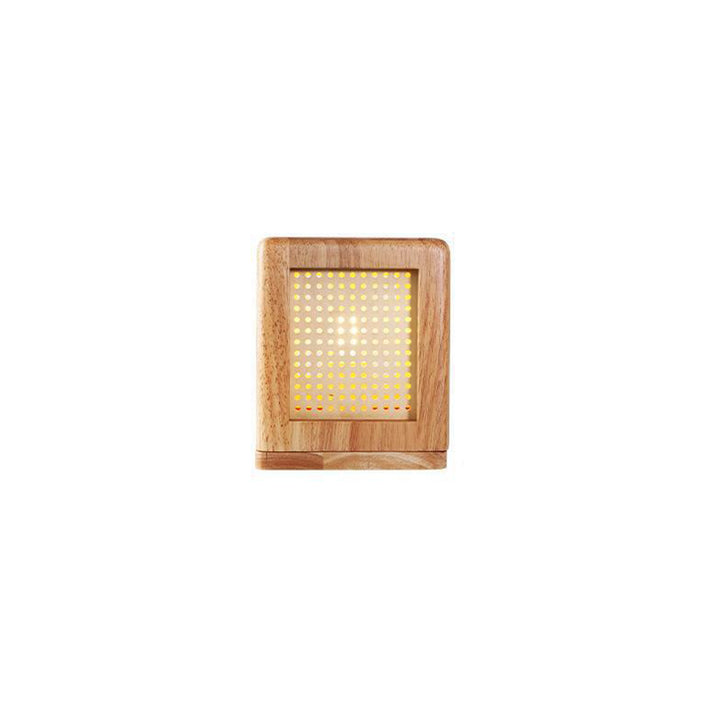 Lampe de table à 1 lumière avec aimant en bois de caoutchouc cube japonais traditionnel pour chambre 