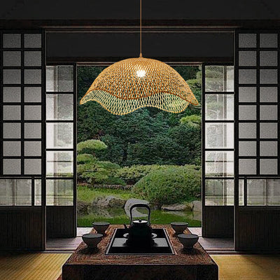 Dôme chinois traditionnel en bambou à 1 lumière pour salon 