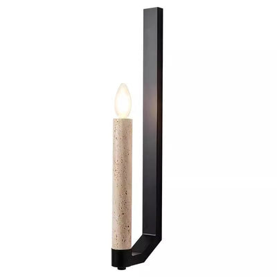 Contemporary Retro Candle Yellow Travertine Iron 1-Light Wall Sconce Lamp For Living Room