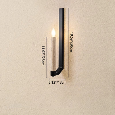 Contemporary Retro Candle Yellow Travertine Iron 1-Light Wall Sconce Lamp For Living Room