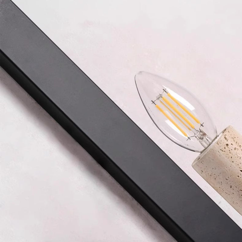 Contemporary Retro Candle Yellow Travertine Iron 1-Light Wall Sconce Lamp For Living Room
