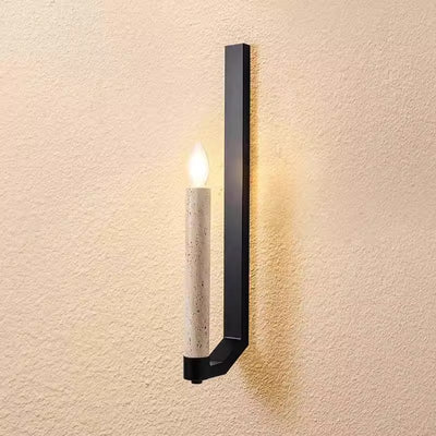 Contemporary Retro Candle Yellow Travertine Iron 1-Light Wall Sconce Lamp For Living Room