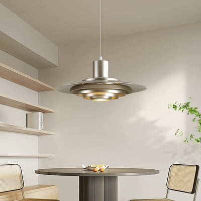 Contemporary Scandinavian Round Flying Saucer Aluminum 1-Light Pendant Light For Living Room