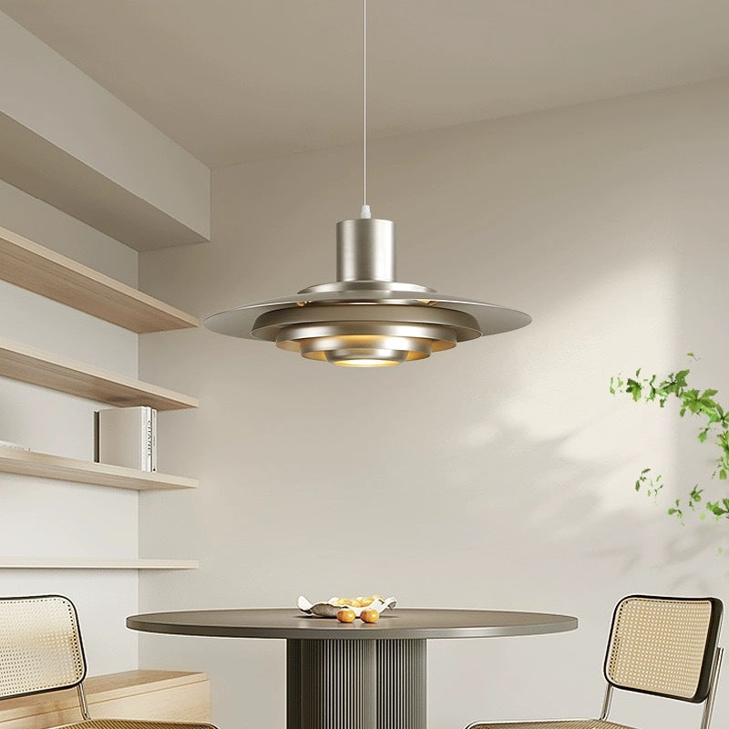 Contemporary Scandinavian Round Flying Saucer Aluminum 1-Light Pendant Light For Living Room