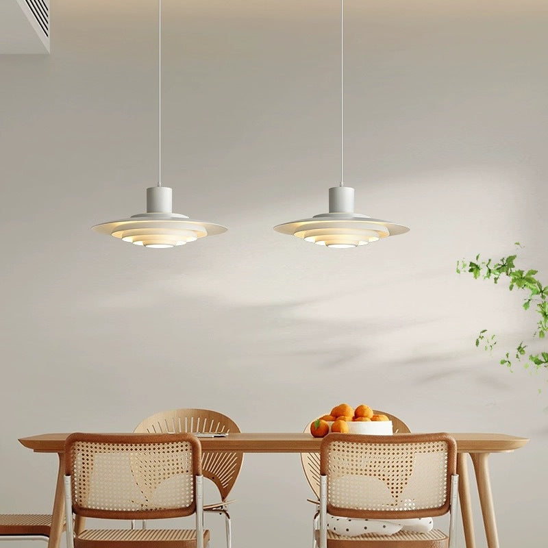 Contemporary Scandinavian Round Flying Saucer Aluminum 1-Light Pendant Light For Living Room