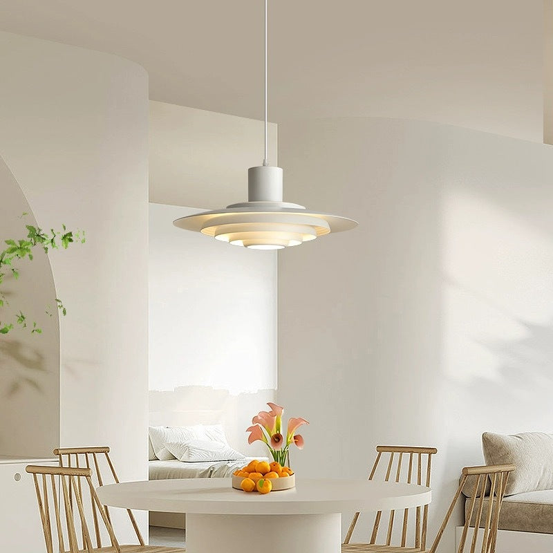 Contemporary Scandinavian Round Flying Saucer Aluminum 1-Light Pendant Light For Living Room