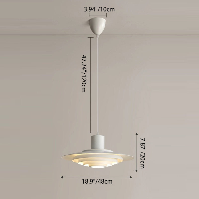 Contemporary Scandinavian Round Flying Saucer Aluminum 1-Light Pendant Light For Living Room
