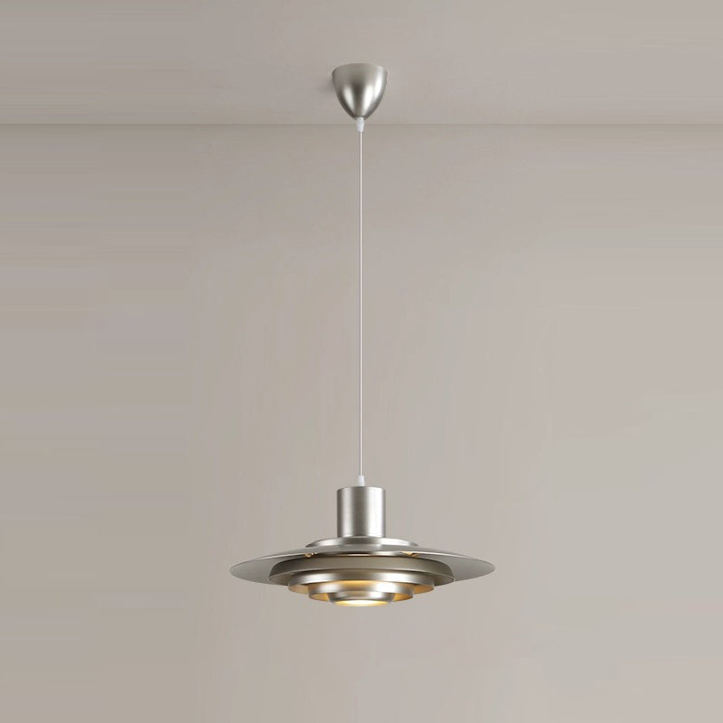 Contemporary Scandinavian Round Flying Saucer Aluminum 1-Light Pendant Light For Living Room