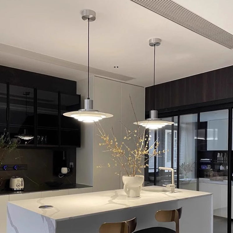 Contemporary Scandinavian Round Flying Saucer Aluminum 1-Light Pendant Light For Living Room