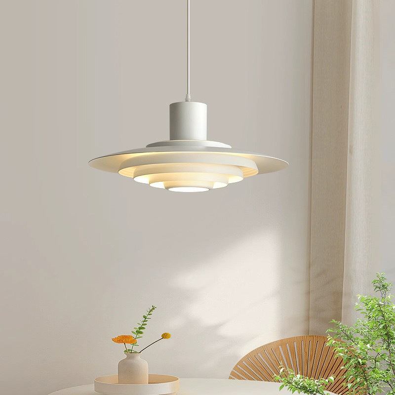 Contemporary Scandinavian Round Flying Saucer Aluminum 1-Light Pendant Light For Living Room