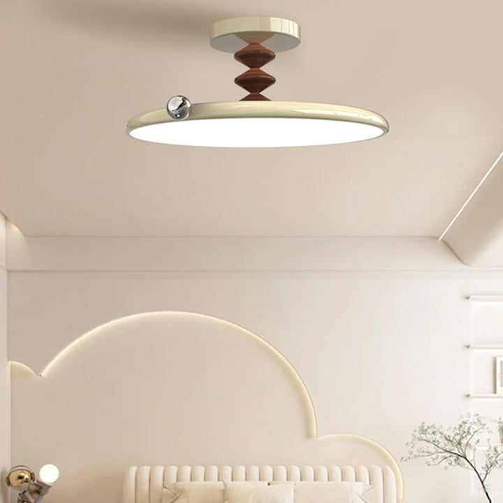 Zeitgenössische Retro Runde Eisen PVC LED Deckenleuchte für das Schlafzimmer 