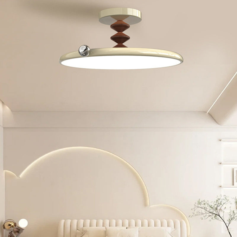Zeitgenössische Retro Runde Eisen PVC LED Deckenleuchte für das Schlafzimmer 