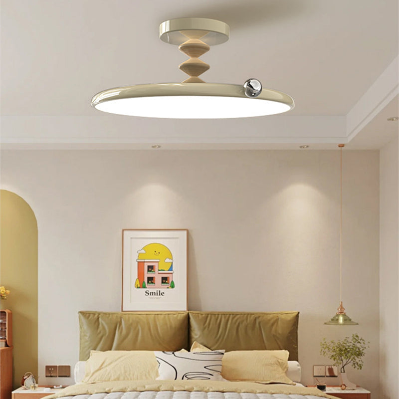 Zeitgenössische Retro Runde Eisen PVC LED Deckenleuchte für das Schlafzimmer 