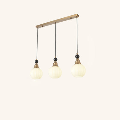 Contemporary Retro Globe Solid Wood Iron Glass 3-Light Chandelier Island Light For Living Room