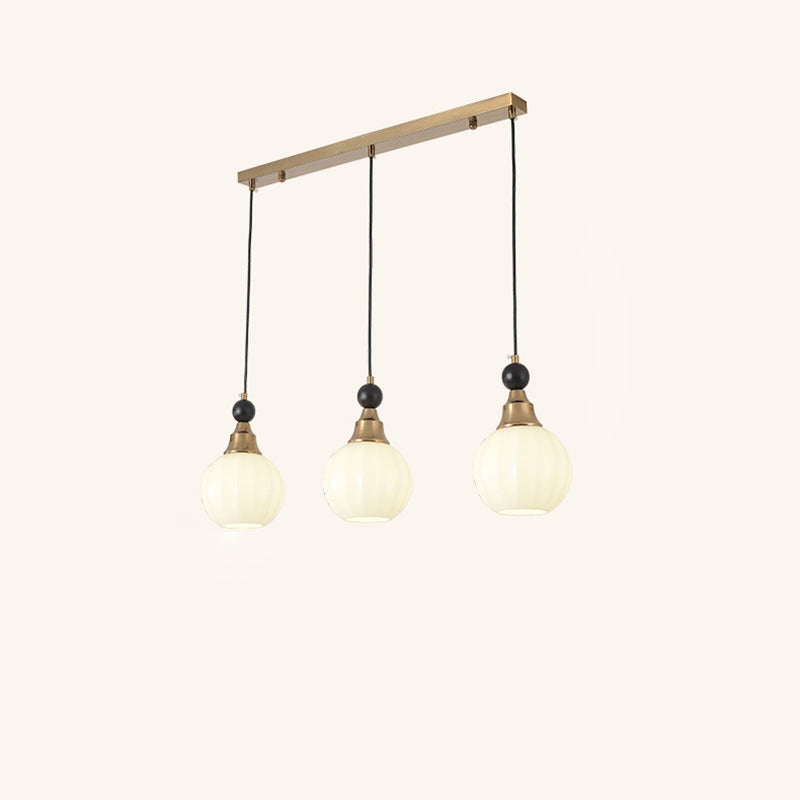 Contemporary Retro Globe Solid Wood Iron Glass 3-Light Chandelier Island Light For Living Room