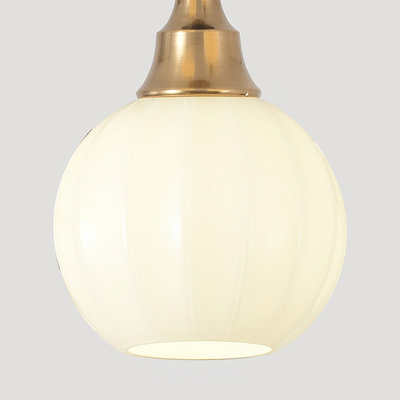 Contemporary Retro Globe Solid Wood Iron Glass 3-Light Chandelier Island Light For Living Room