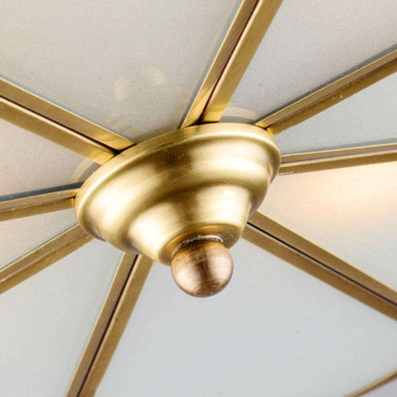 Traditional European Cylinder Copper Glass 3/4/6 Light Flush Mount Ceiling Light For Bedroom