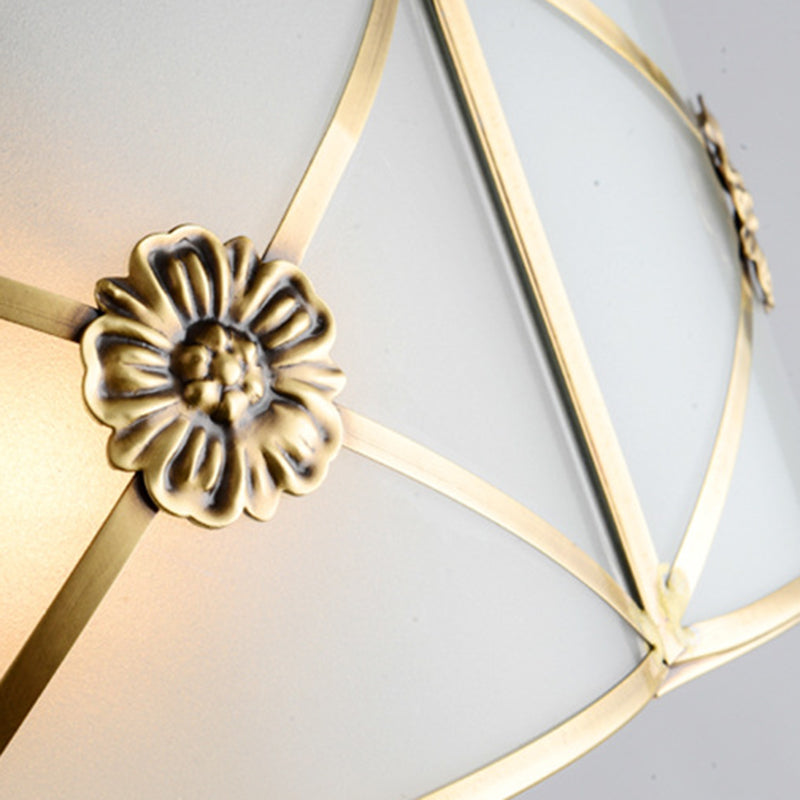 Traditional European Cylinder Copper Glass 3/4/6 Light Flush Mount Ceiling Light For Bedroom
