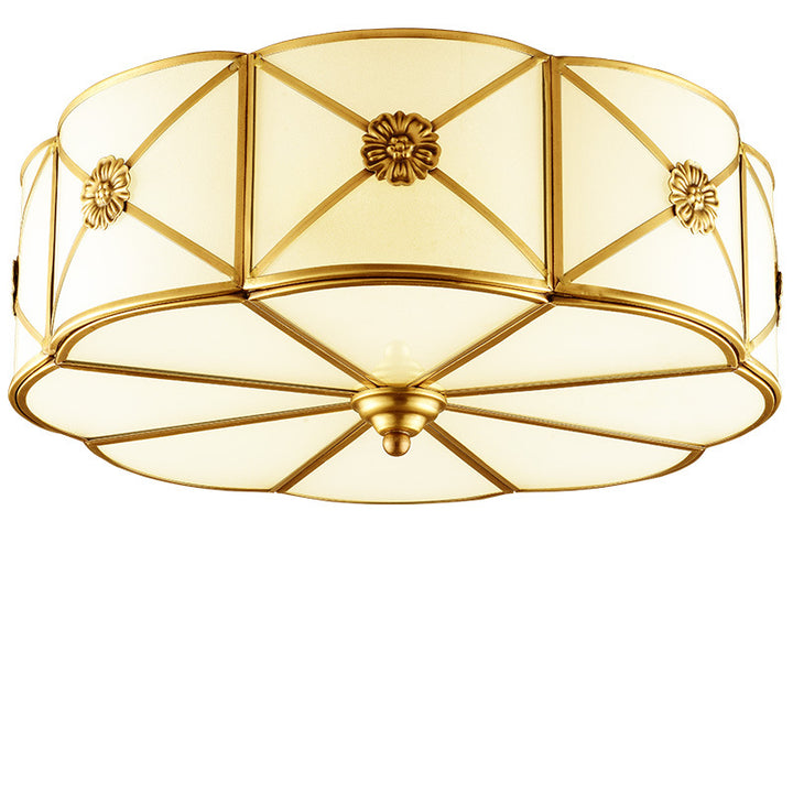 Traditionelle europäische Zylinder-Kupfer-Glas 3/4/6 Licht Deckenleuchte für Schlafzimmer 