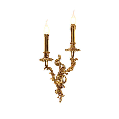 Aplique de pared de cobre con velas tradicionales europeas de 2/3 luces para sala de estar 