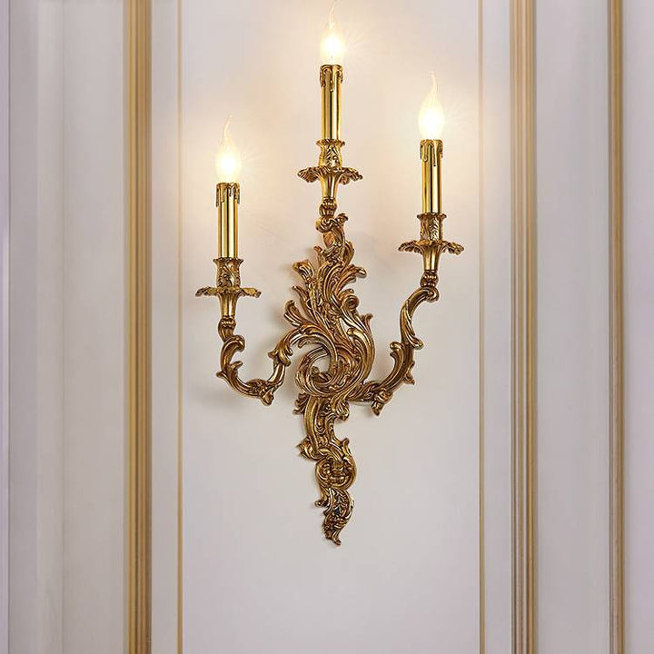 Traditional European Candle Copper 2/3 Light Wall Sconce Lamp For Living Room