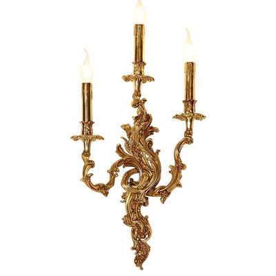 Aplique de pared de cobre con velas tradicionales europeas de 2/3 luces para sala de estar 