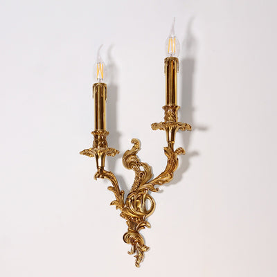 Aplique de pared de cobre con velas tradicionales europeas de 2/3 luces para sala de estar 