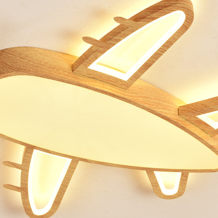Modern Eclectic Kids Cartoon Airplane Iron Acrylic LED Flush Mount Ceiling Light For Bedroom