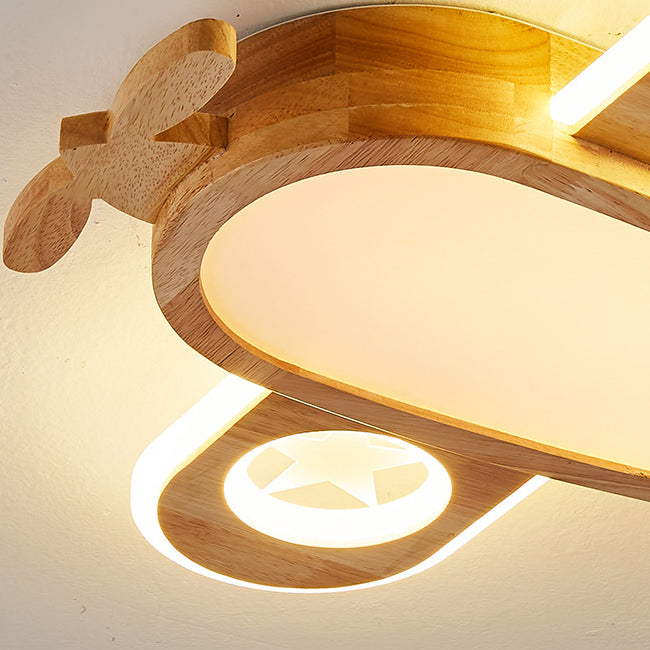 Modern Eclectic Kids Cartoon Airplane Iron Acrylic LED Flush Mount Ceiling Light For Bedroom