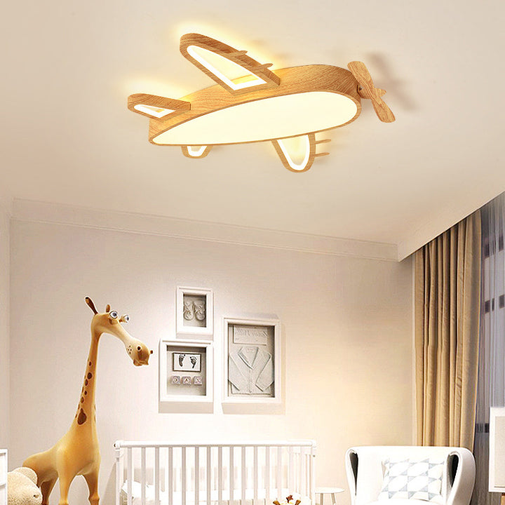 Luz de techo LED empotrada de avión de dibujos animados ecléctico moderno para dormitorio infantil de hierro acrílico 