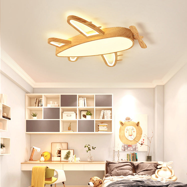 Modern Eclectic Kids Cartoon Airplane Iron Acrylic LED Flush Mount Ceiling Light For Bedroom