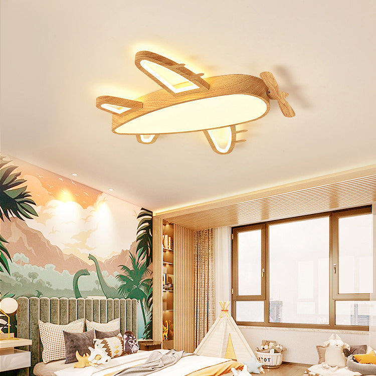 Modern Eclectic Kids Cartoon Airplane Iron Acrylic LED Flush Mount Ceiling Light For Bedroom