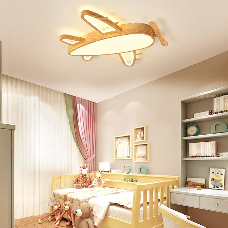 Modern Eclectic Kids Cartoon Airplane Iron Acrylic LED Flush Mount Ceiling Light For Bedroom