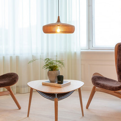 Traditional Japanese Round Wood 1-Light Pendant Light For Living Room