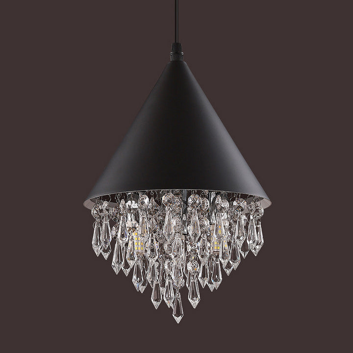 Contemporary Scandinavian Dome Aluminum Stainless Steel Crystal 3-Light Pendant Light For Bedroom