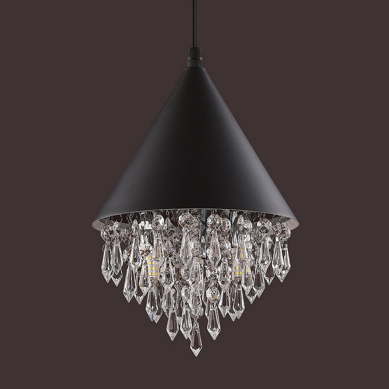 Contemporary Scandinavian Dome Aluminum Stainless Steel Crystal 3-Light Pendant Light For Bedroom