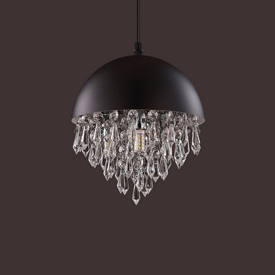 Contemporary Scandinavian Dome Aluminum Stainless Steel Crystal 3-Light Pendant Light For Bedroom