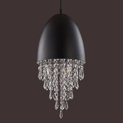 Contemporary Scandinavian Dome Aluminum Stainless Steel Crystal 3-Light Pendant Light For Bedroom